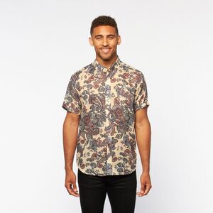 PROFOUND AESTHETIC Cream Red Paisley Print Short Sleeve Button Down Shirt Medium